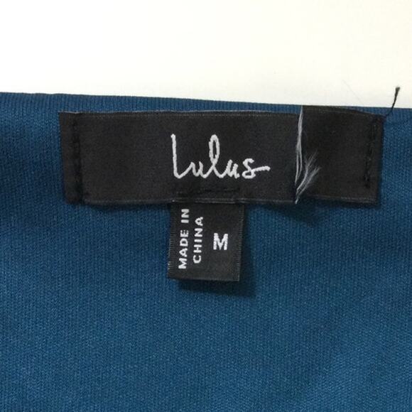 LULU'S SZ M Fabulous Vibe Teal Blue Velvet Feather Sleeveless Bodysuit NEW b22 - Picture 9 of 9